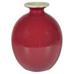 Mid-Century Modern Burgundy Bordeaux Red Ceramic Vase, Italy