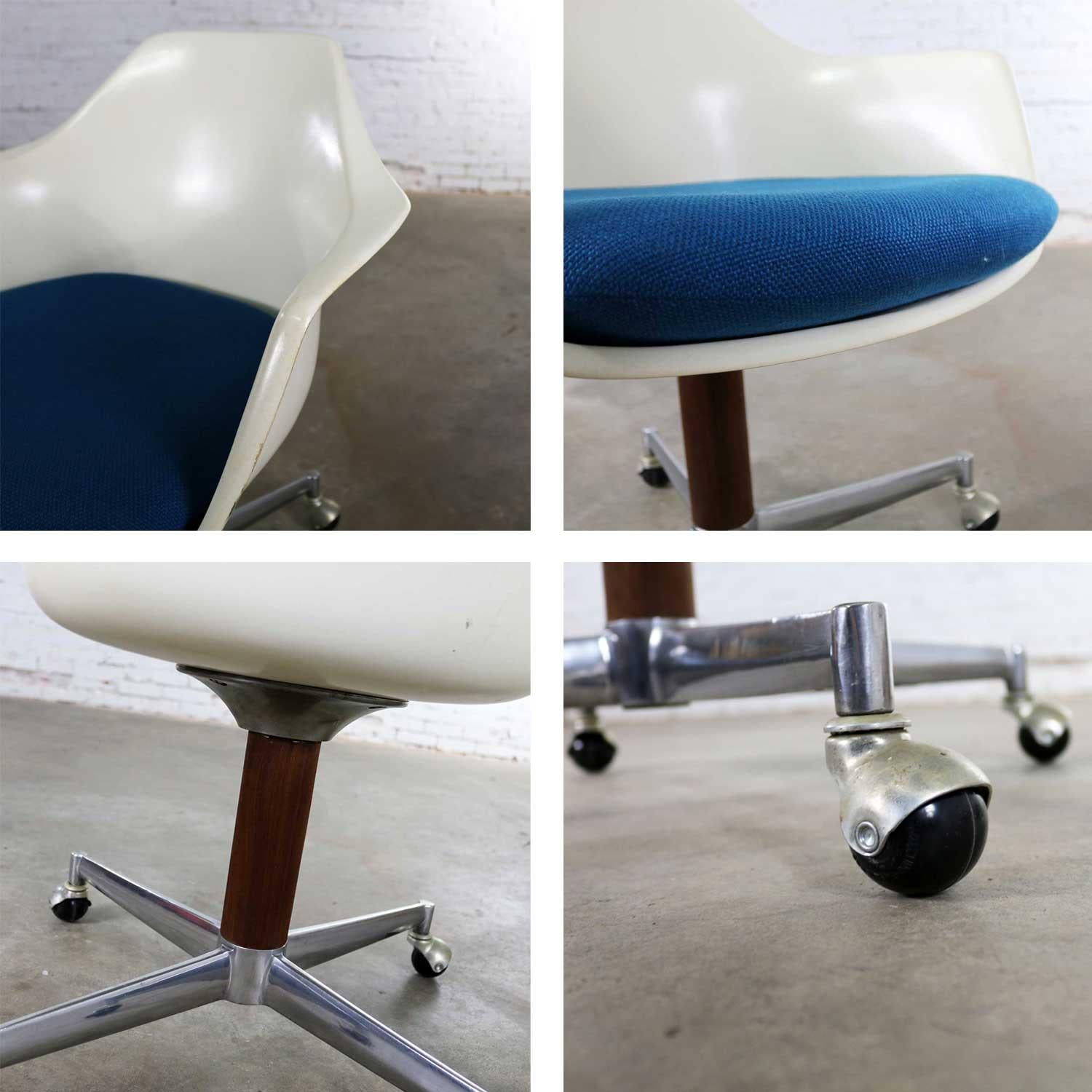 Mid-Century Modern Burke Inc Fiberglass Shell Desk Armchair Rolling Swivel Tilt 5