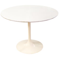Vintage Mid-Century Modern Burke Round White Knoll Tulip Style Dining Dinette Table