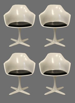 Mid-Century Modern Burke Set of 4 Tulip Armchairs & Dining or Dinette Table