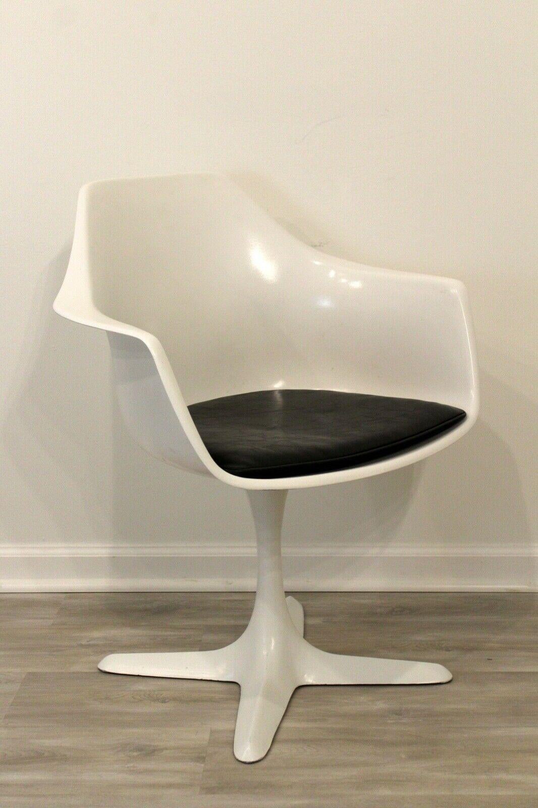 Metal Mid-Century Modern Burke Set of 4 Tulip Armchairs & Dining or Dinette Table