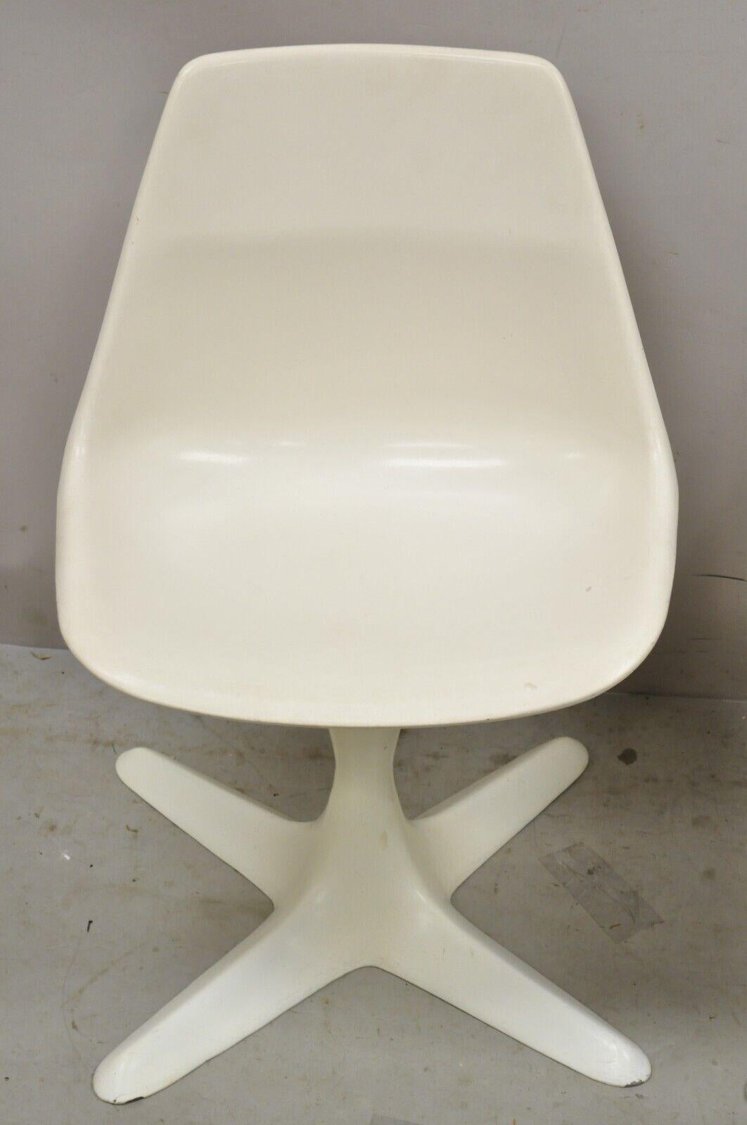 Mid-Century Modern Mid Century Modern Burke Style Propeller Base Small White Swivel Chairs - a Pair