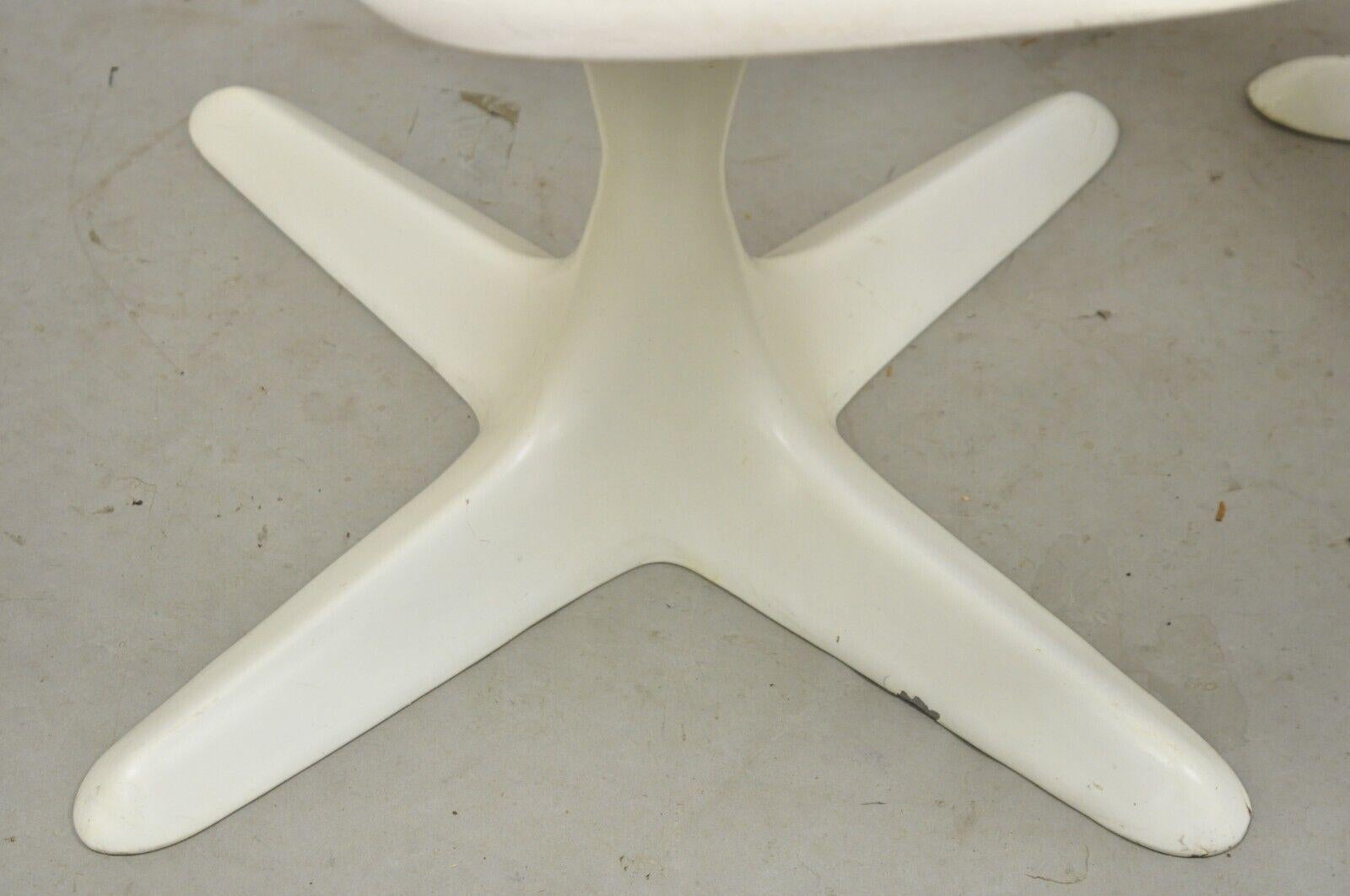 Mid Century Modern Burke Style Propeller Base Small White Swivel Chairs - a Pair 1