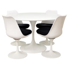Vintage Mid-Century Modern Burke Tulip Dining Table 4 Chairs Set 1960s Saarinen Style