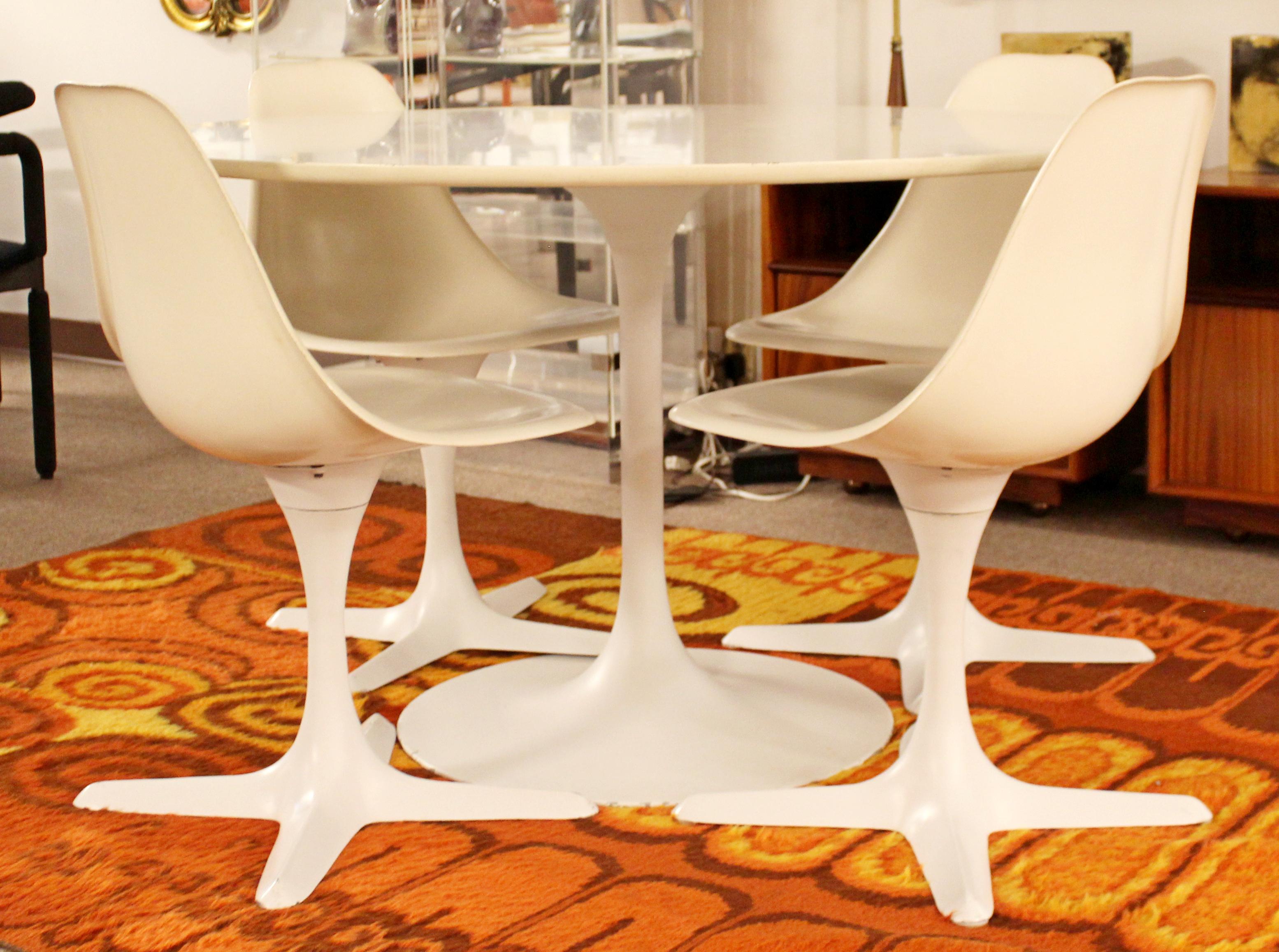 American Mid-Century Modern Burke Tulip Propeller Dining Dinette Set Table 4 Chairs 1960s