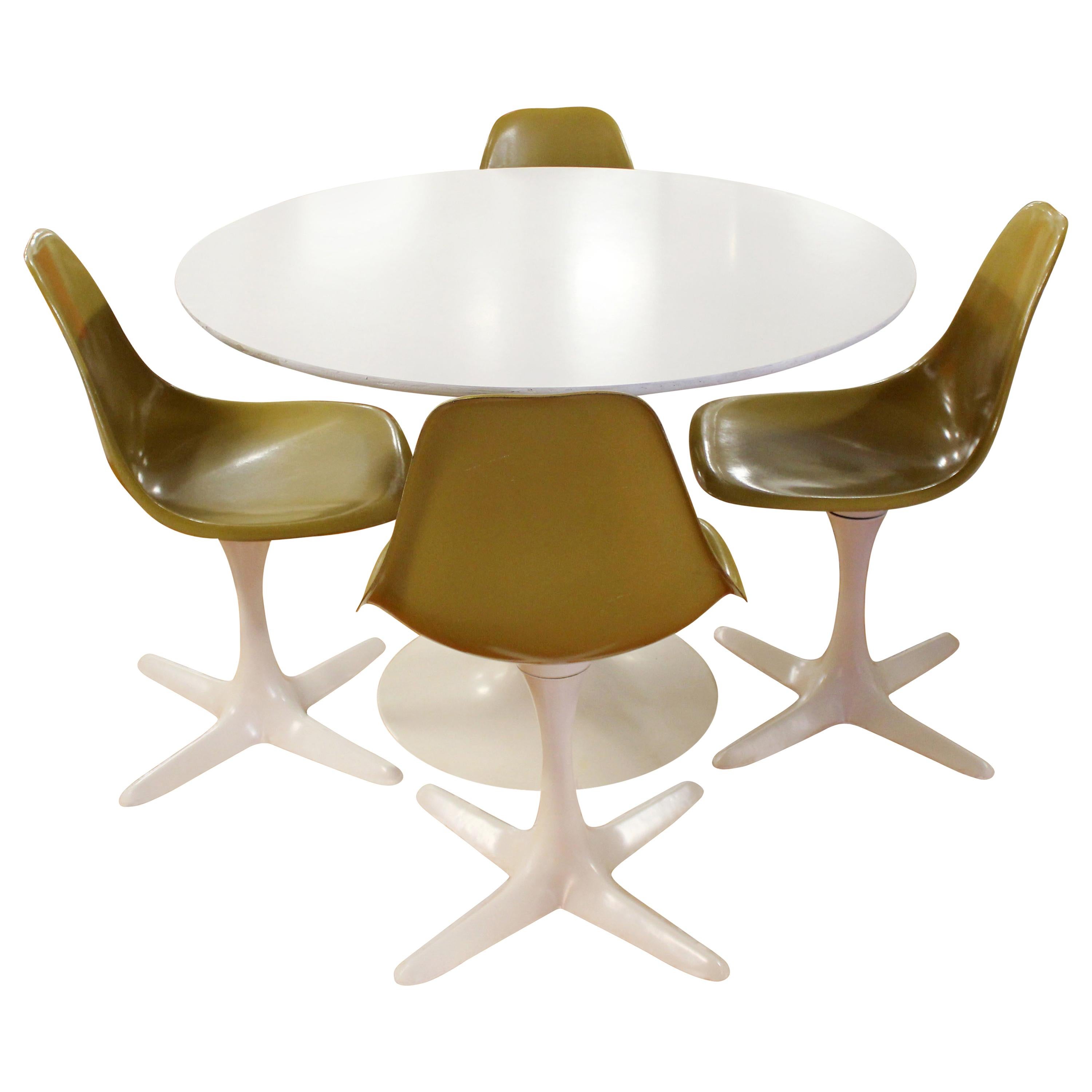 Mid-Century Modern Burke Tulip Propeller Dining Dinette Set Table 4 Chairs 1960s