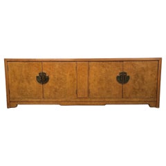 Mid-Century Modern Burl and Brass Credenza by Thomasville