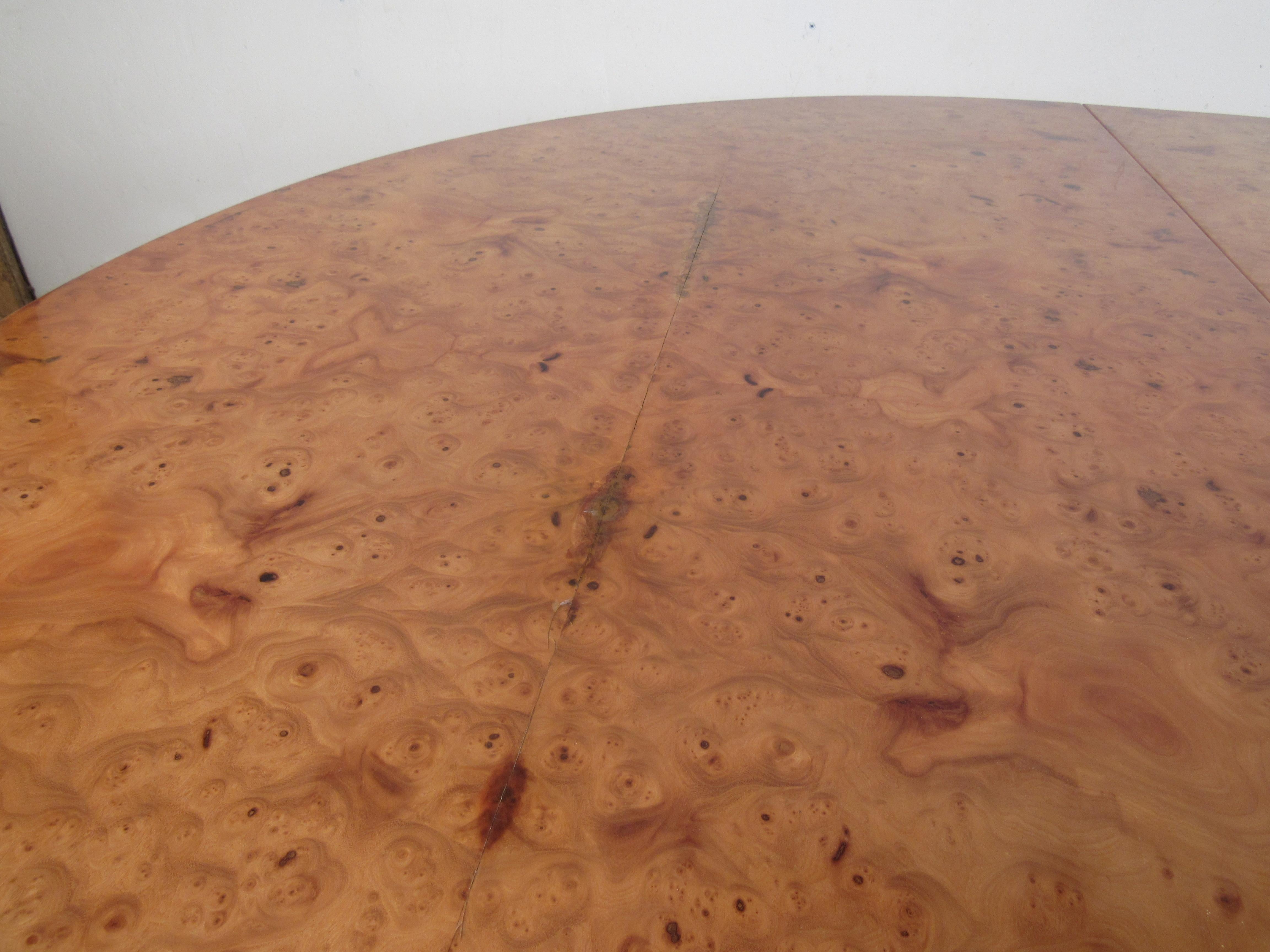 Mid-Century Modern Burl and Chrome Dining Table Attributed to Pace 3