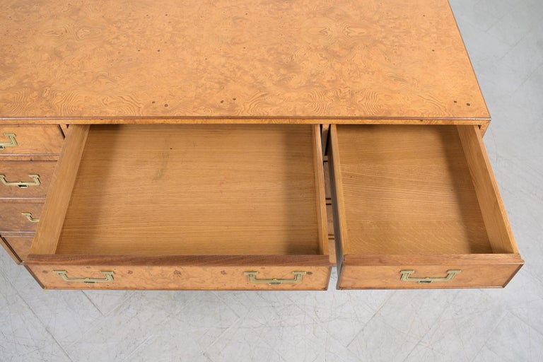 Mid-Century Modern Campaign Executive Desk In Good Condition For Sale In Los Angeles, CA