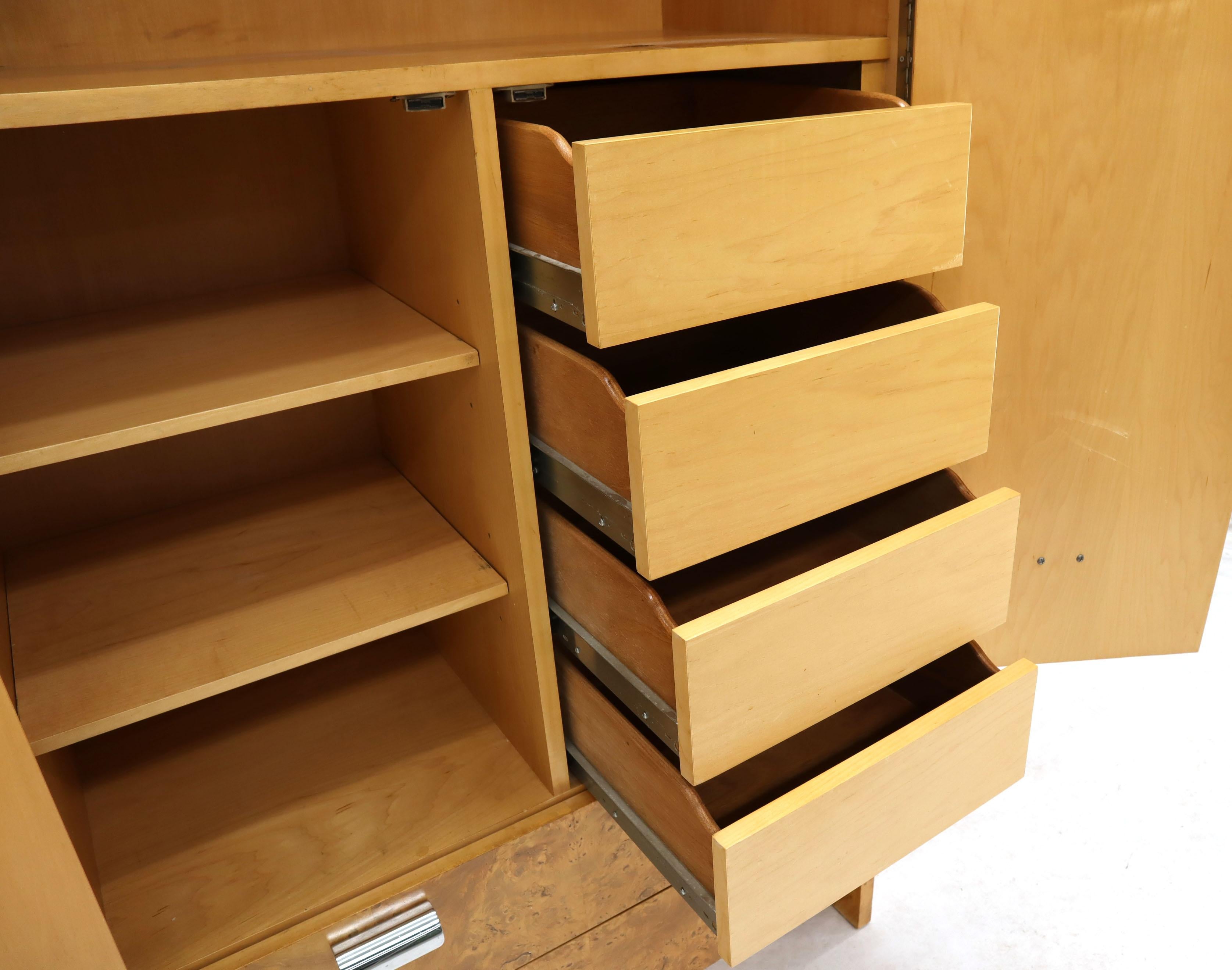 Mid-Century Modern Burl & Chrome Gentleman's High Chest Armoire Dresser Cabinet 2