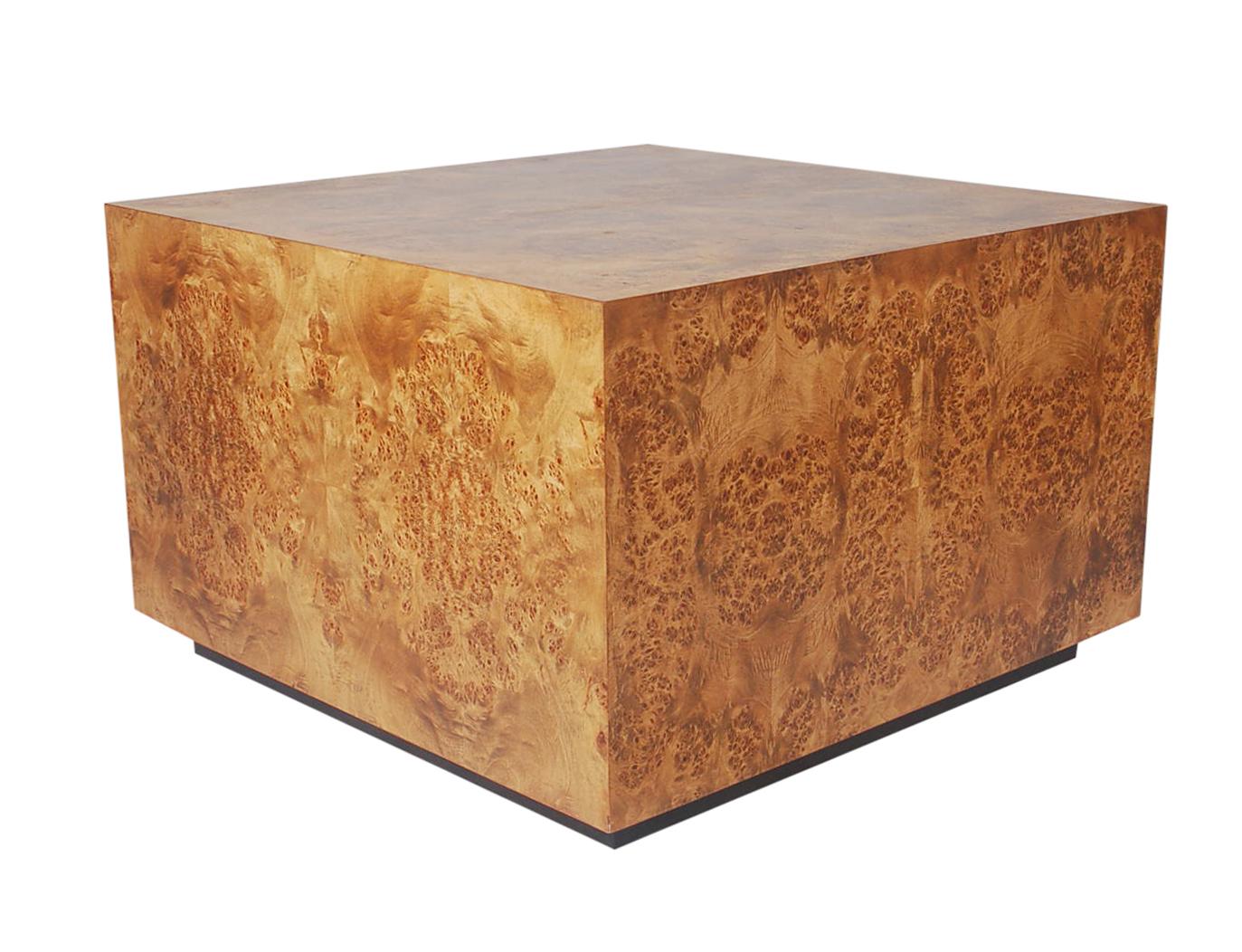 Mid-20th Century Mid-Century Modern Burl Cube Coffee Table or Large Side Table by Milo Baughman