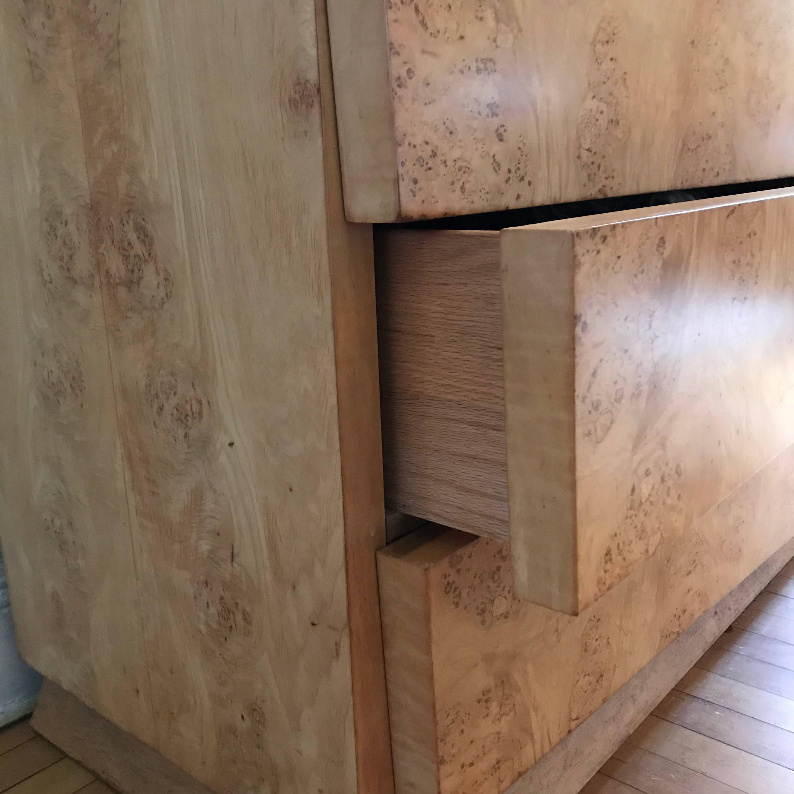 Mid-Century Modern Burl Olive Wood Double Dresser 5