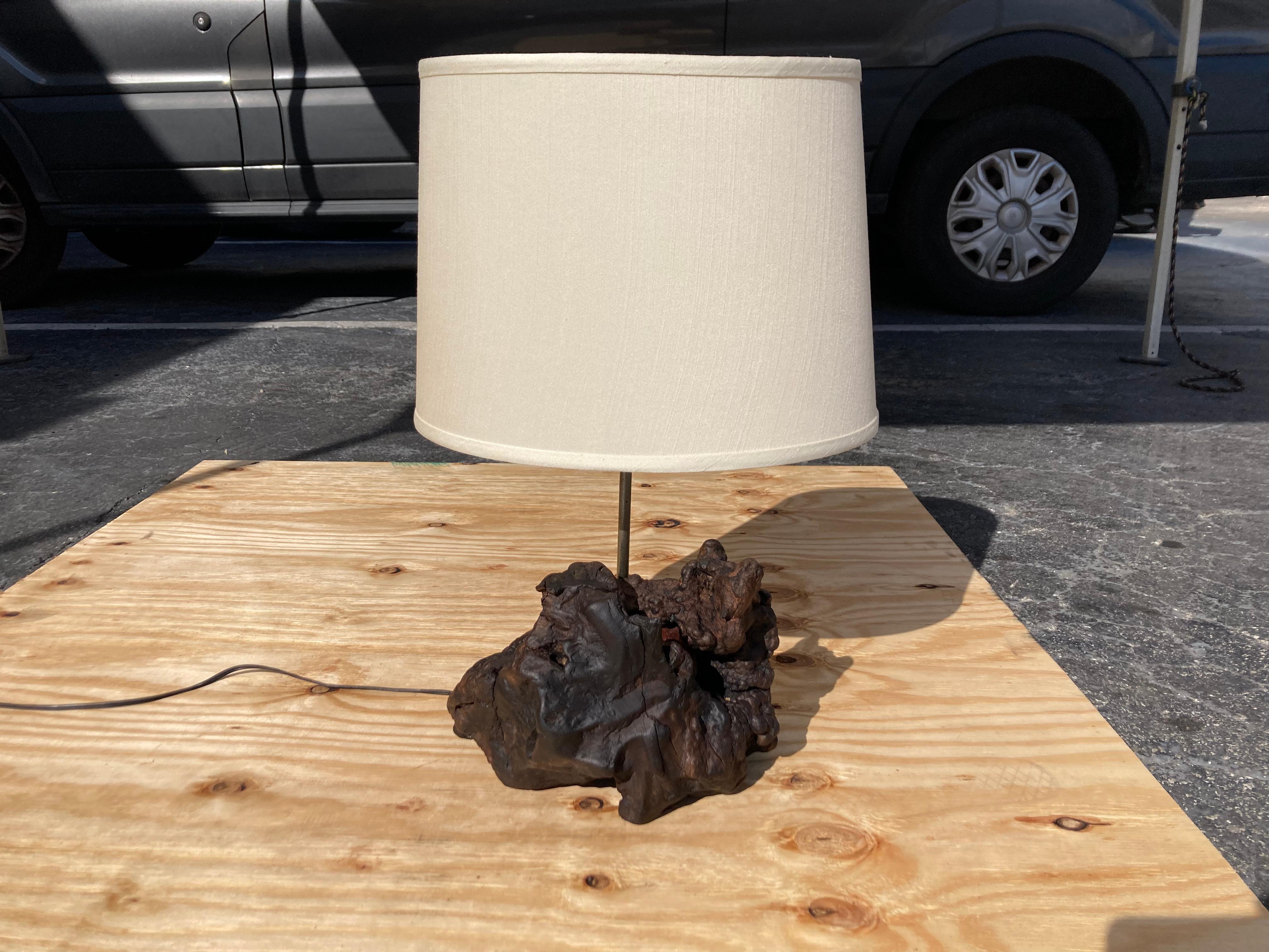 Mid Century Modern Burl Table Lamp 1960s For Sale 6