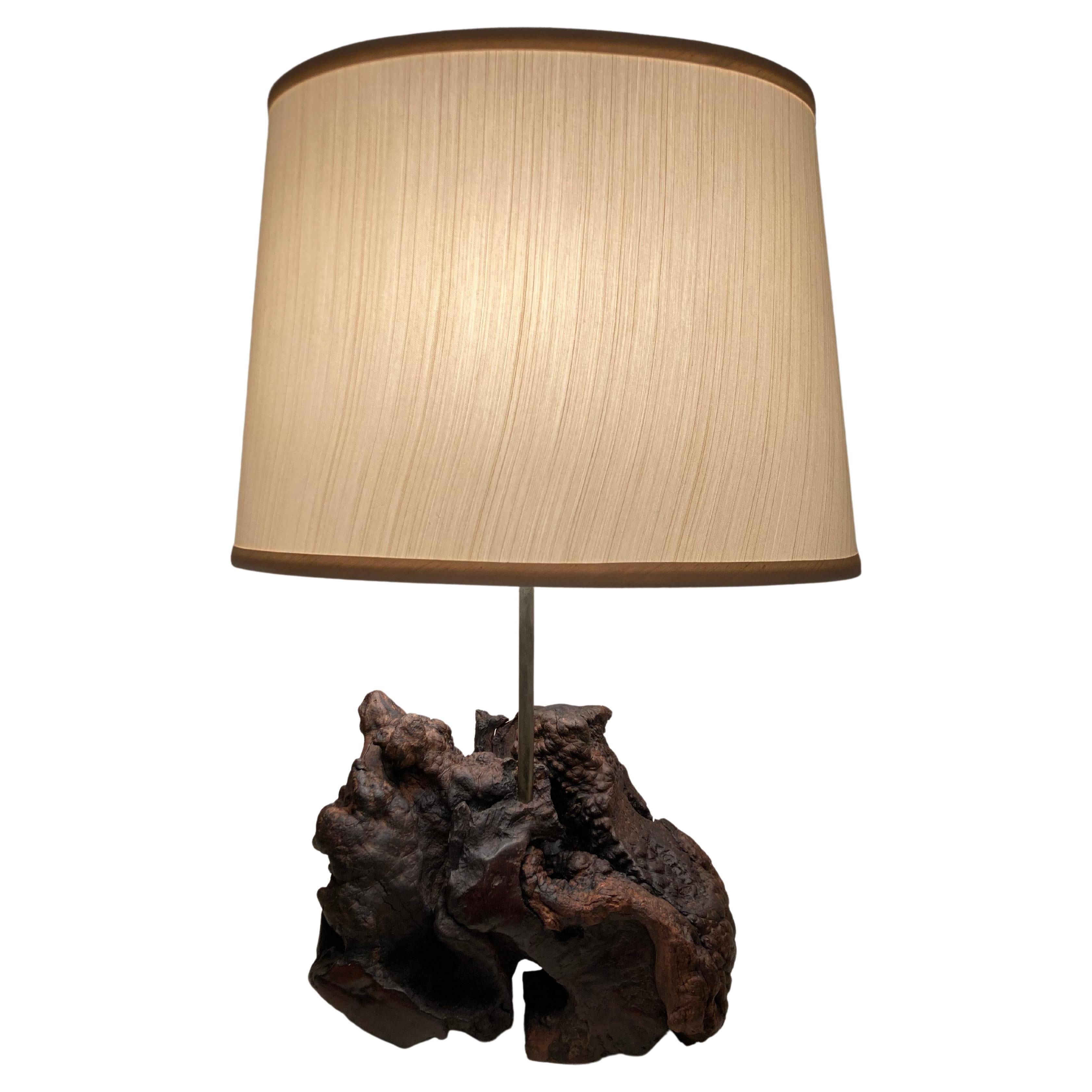 Mid Century Modern Burl Table Lamp 1960s