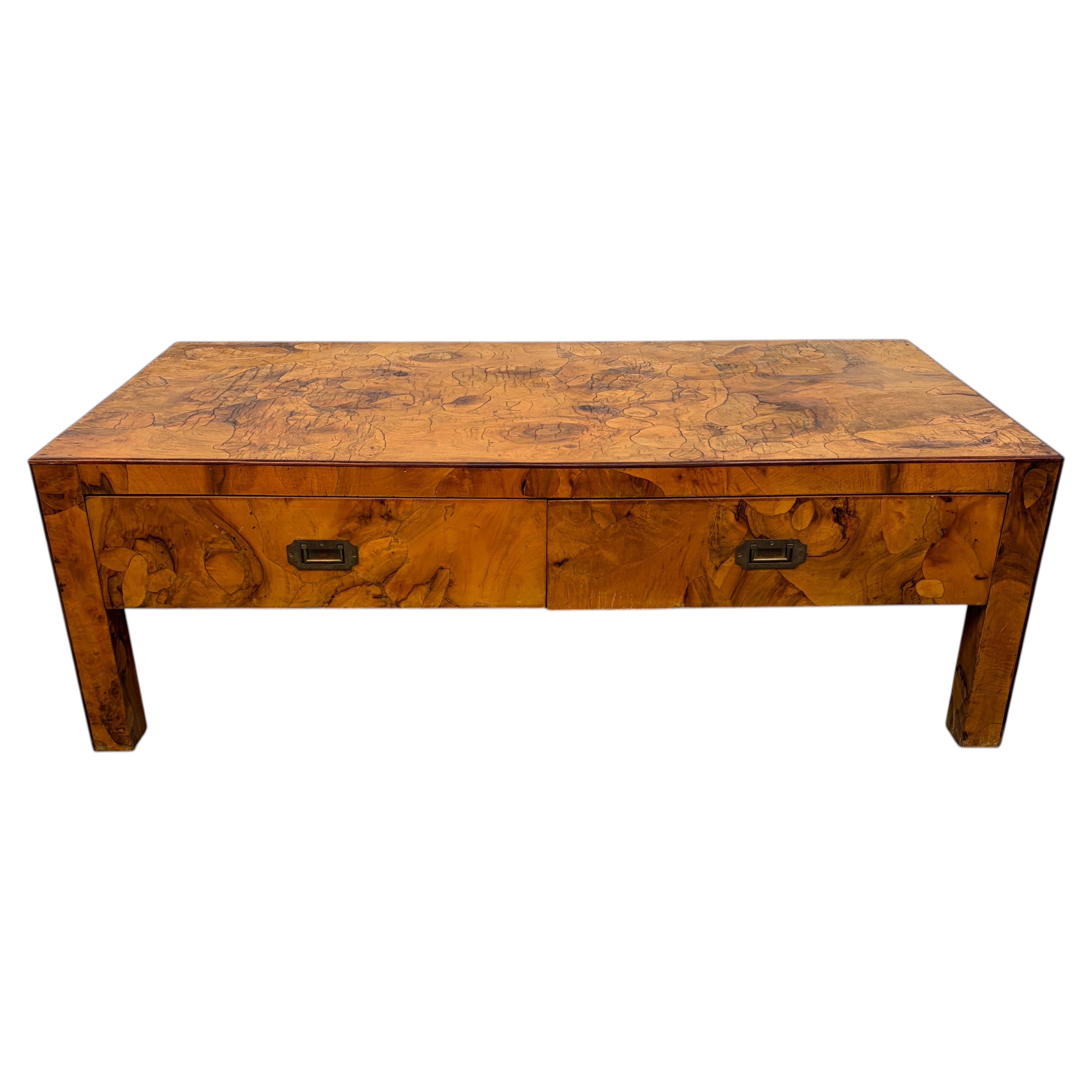 Mid-Century Modern Burl Veneer Coffee Table
