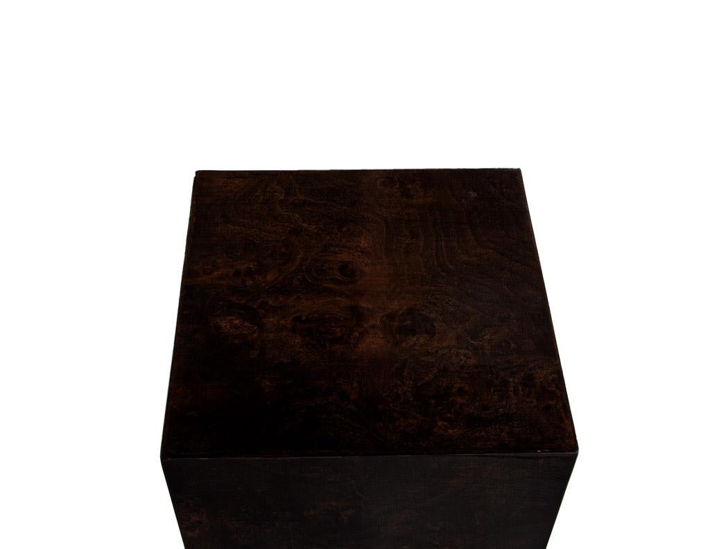 Mid-Century Modern Burl Walnut Column Pedestal Stand For Sale 7