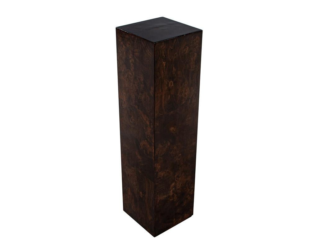 Mid-Century Modern Burl Walnut Column Pedestal Stand For Sale 8