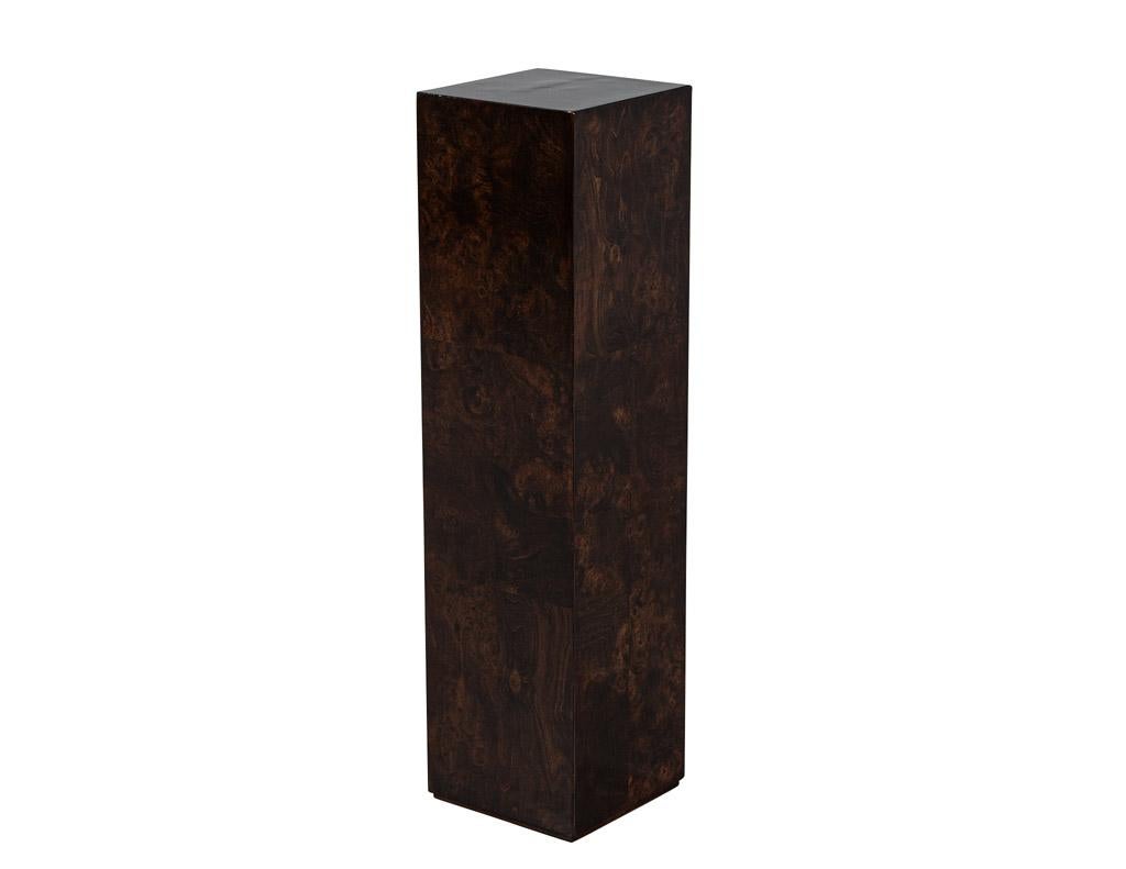 Mid-Century Modern Burl Walnut Column Pedestal Stand For Sale 10