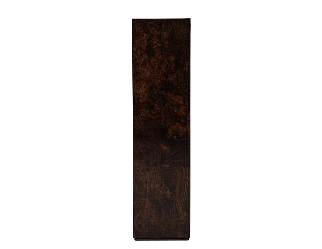 Mid-Century Modern Burl Walnut Column Pedestal Stand For Sale 2