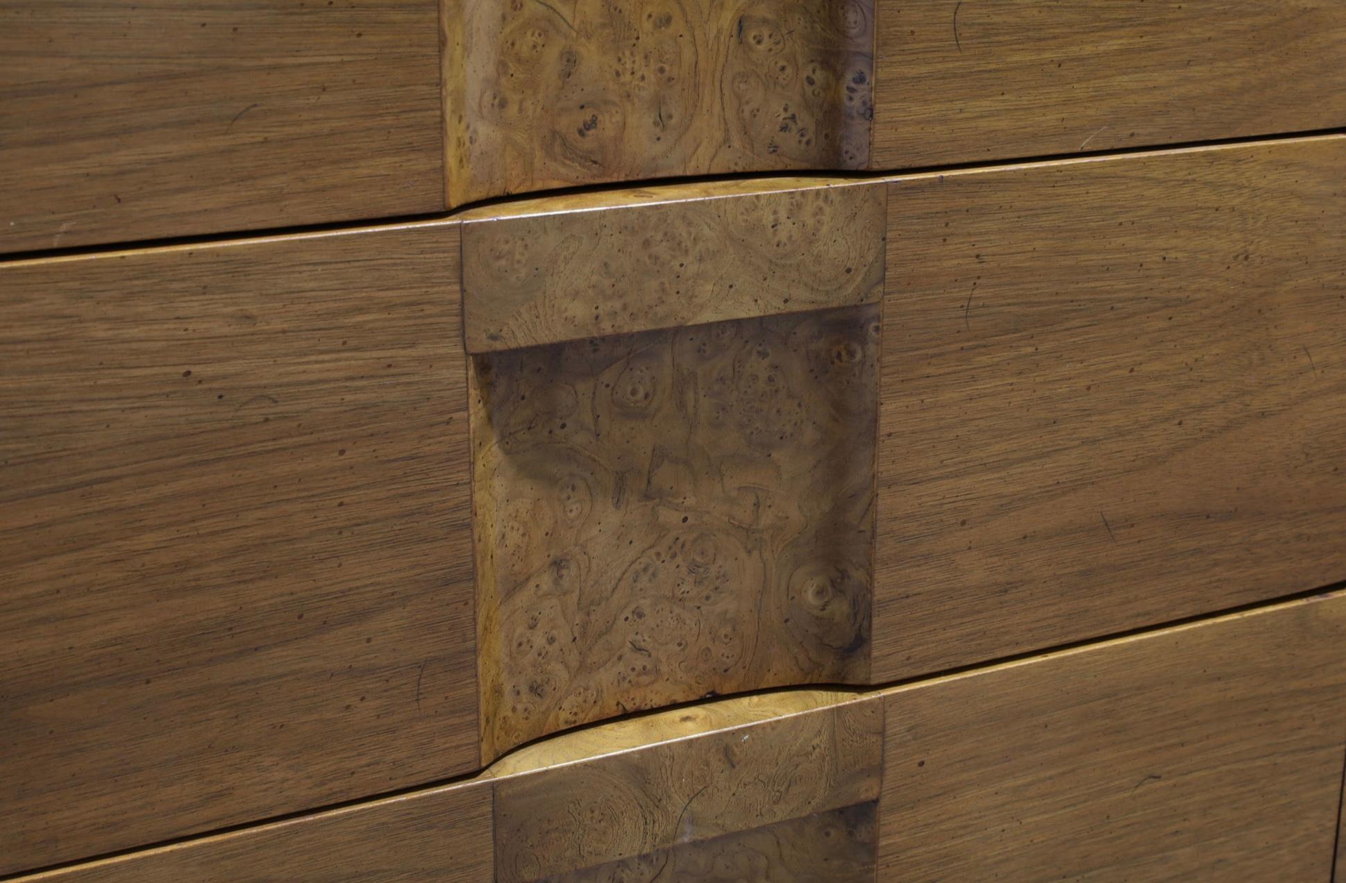 20th Century Mid-Century Modern Burl Walnut Credenza / Cabinet By Lane Furniture