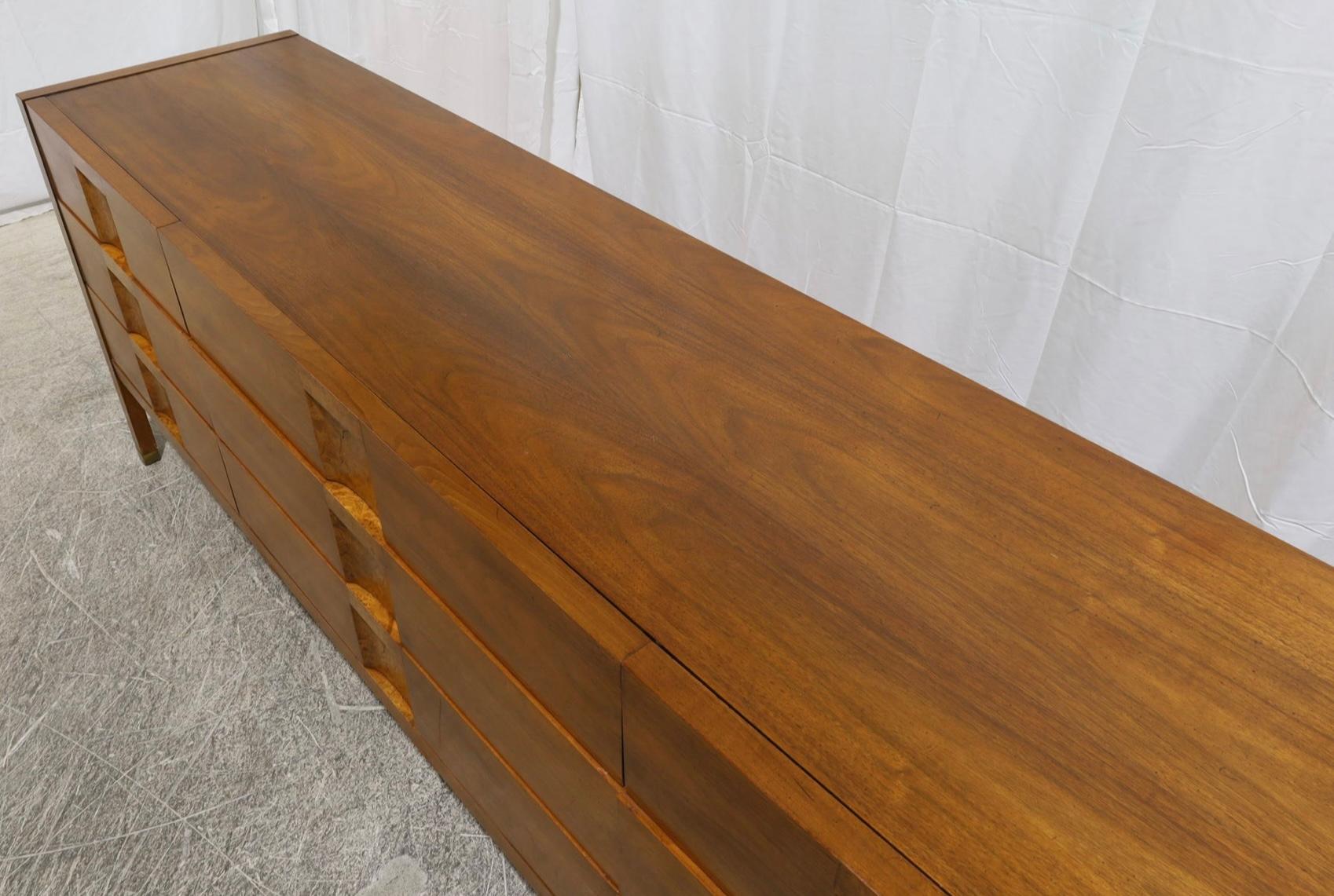 Mid-Century Modern Burl Walnut Credenza / Cabinet By Lane Furniture 2