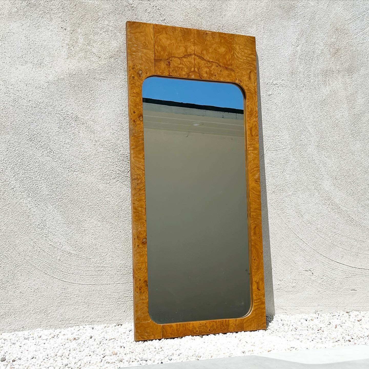 American Mid-Century Modern Burl Wood « Alpha » Mirror by Lane, Early 1970s