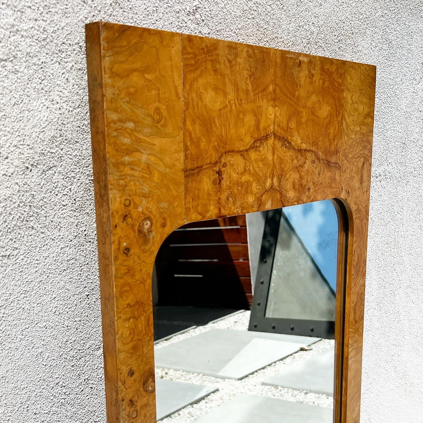 Mid-Century Modern Burl Wood « Alpha » Mirror by Lane, Early 1970s In Good Condition In View Park, CA