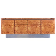 Modernes mitteleuropäisches kredenzmöbel aus maserholz und chrom von Biltrite