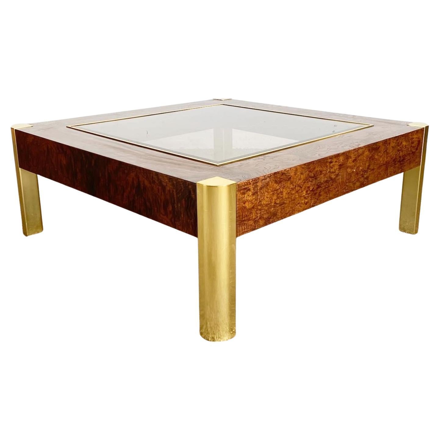 Mid Century Modern Burl Wood and Gold Coffee Table by Century Furniture ...
