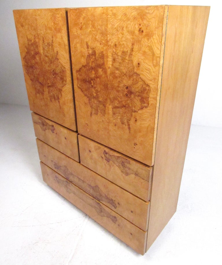 MidCentury Modern Burl Wood Armoire by Lane For Sale at 1stDibs