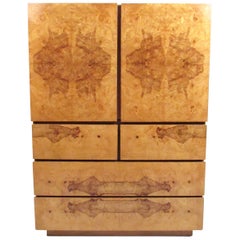 Mid-Century Modern Burl Wood Armoire by Lane