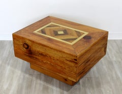 Mid-Century Modern Burl Wood Brass Side End Coffee Cube Table Baughman Style