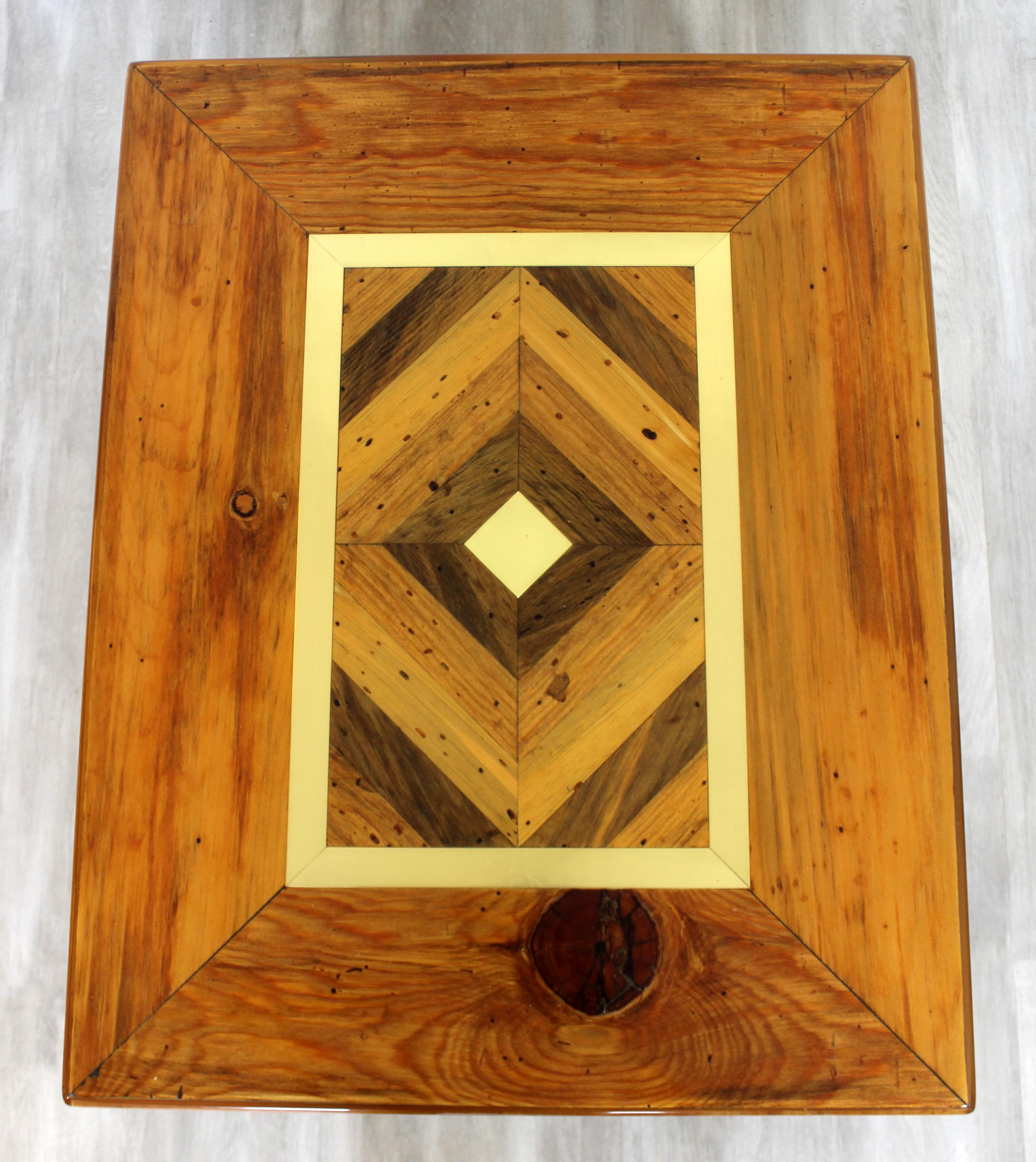 Mid-Century Modern Burl Wood Brass Side End Coffee Cube Table Baughman Style 2