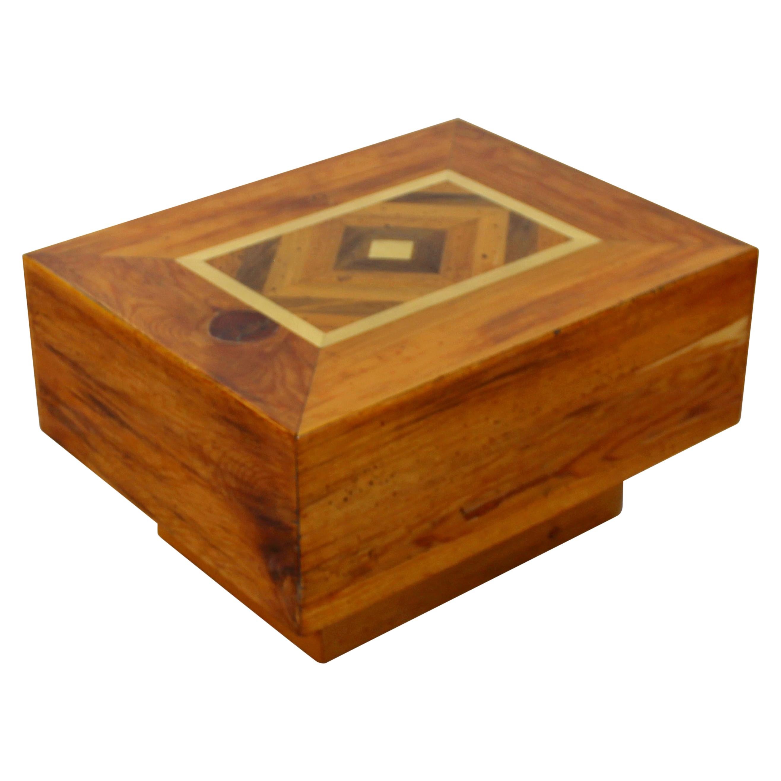 Mid-Century Modern Burl Wood Brass Side End Coffee Cube Table Baughman Style