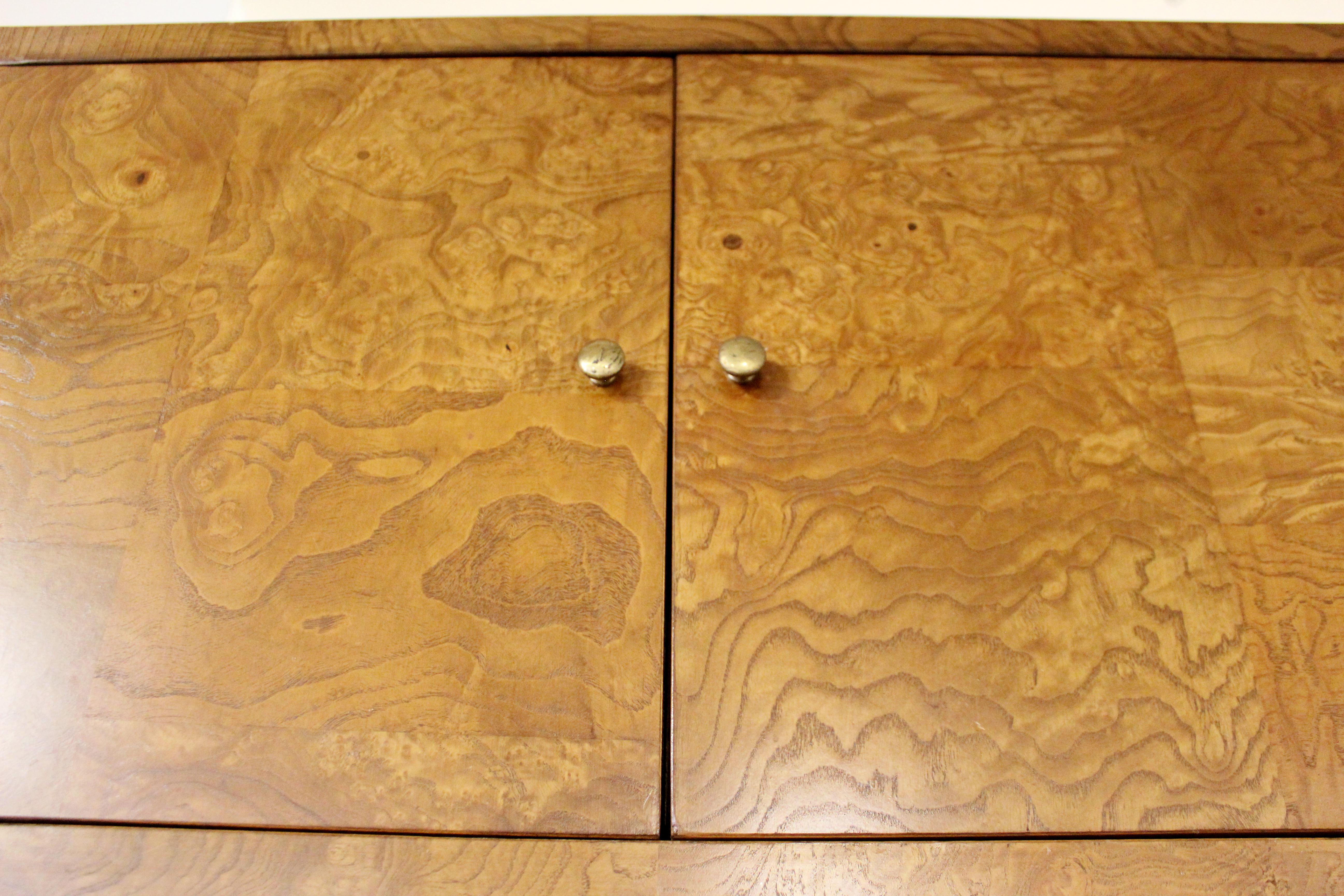 Mid-Century Modern Burl Wood Cabinets Wall Unit by Bernhardt In Good Condition In Keego Harbor, MI