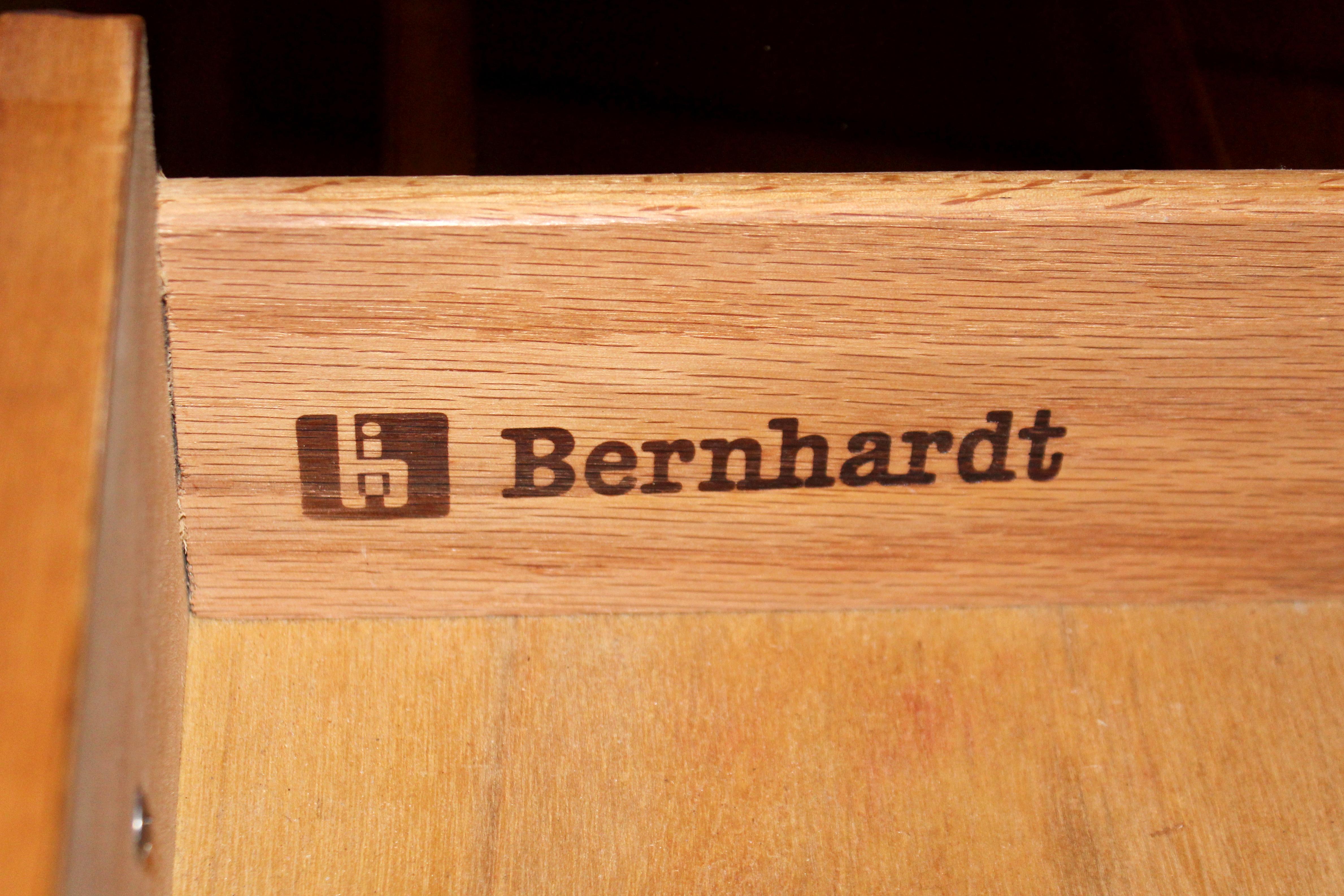 Late 20th Century Mid-Century Modern Burl Wood Cabinets Wall Unit by Bernhardt