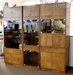 Mid-Century Modern Burl Wood Cabinets Wall Unit by Bernhardt