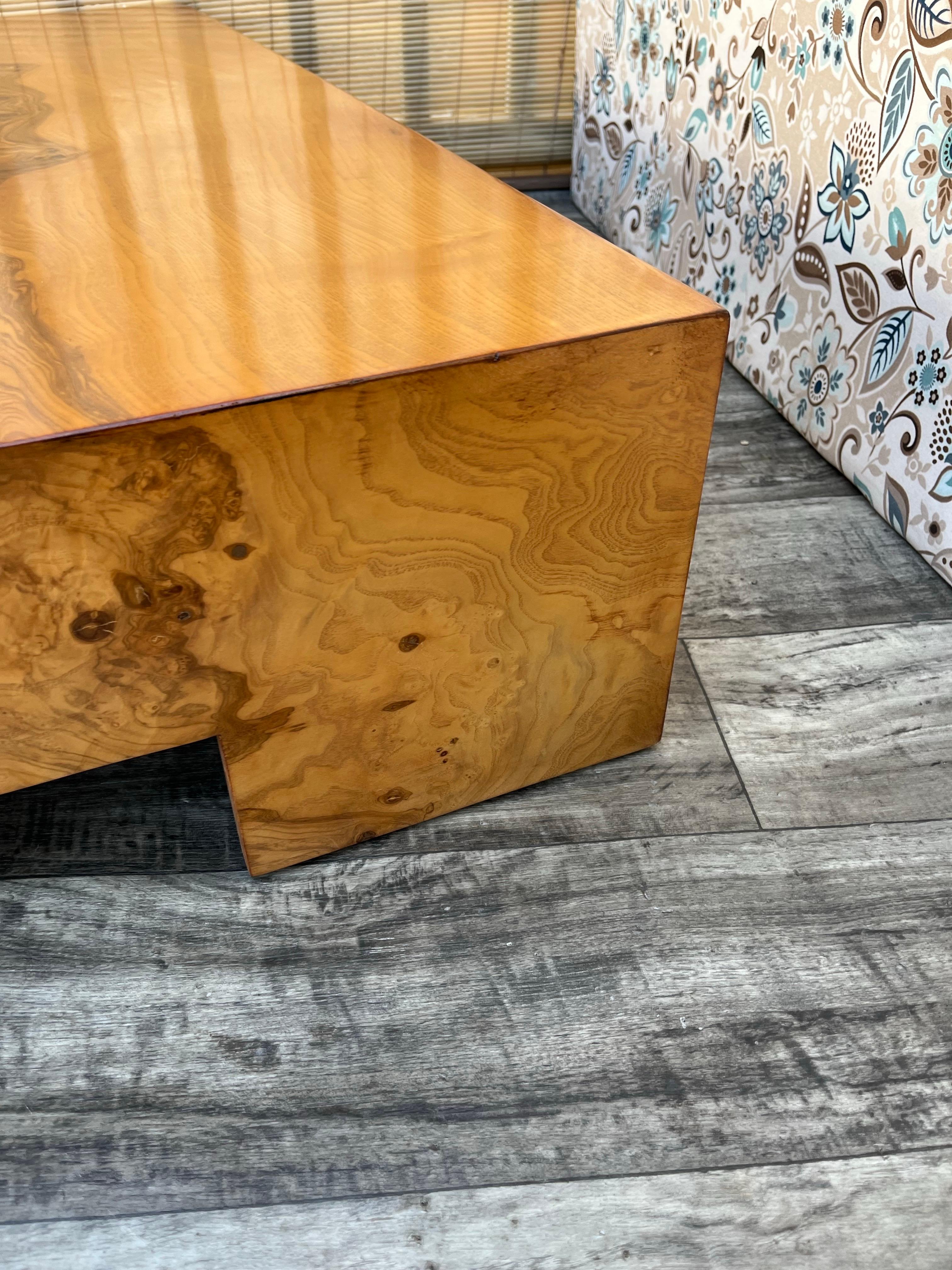 Mid Century Modern Burl Wood Coffee Table Attributed to Milo Baughman. C. 1970s For Sale 8