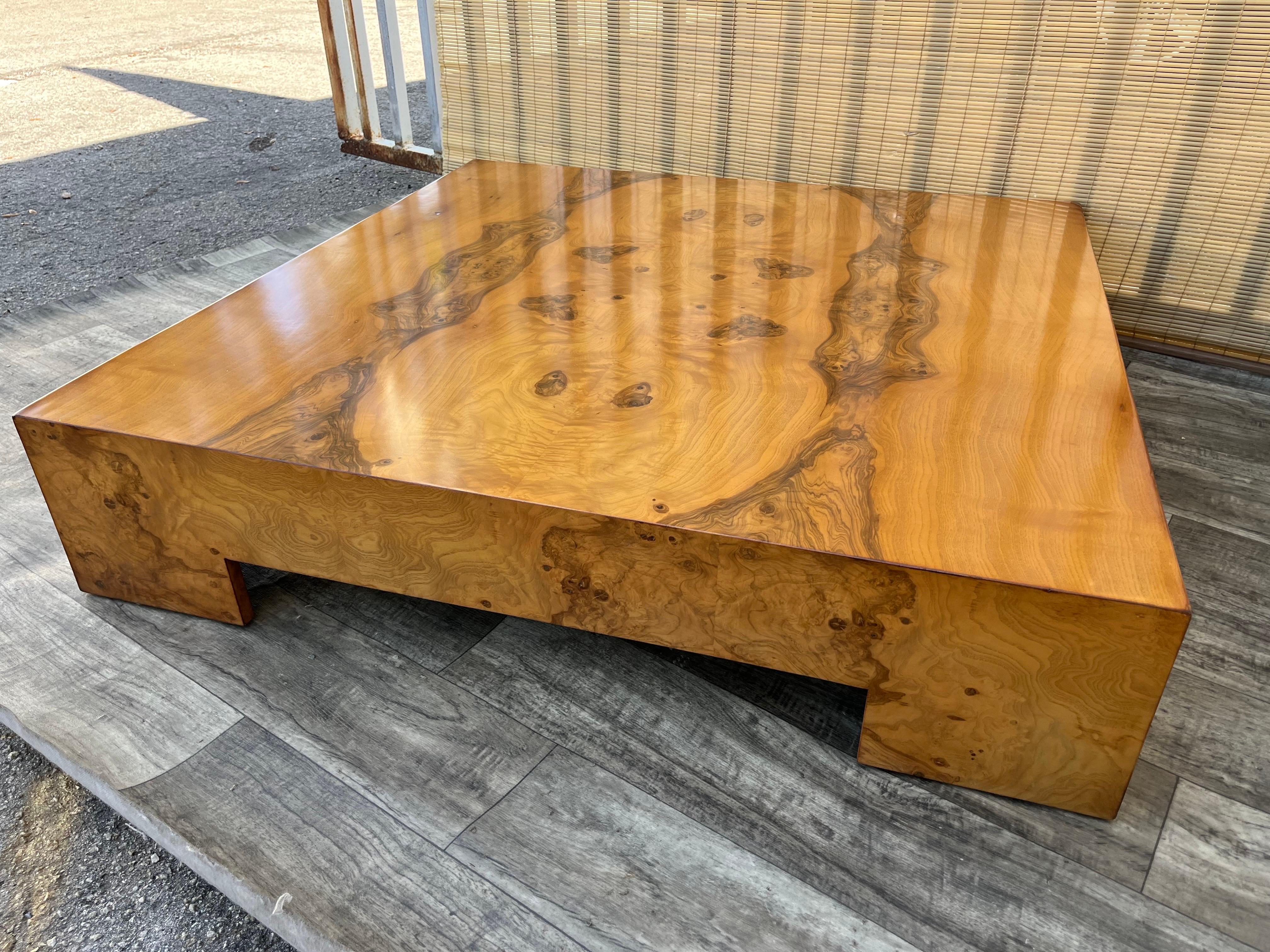 Mid-Century Modern Mid Century Modern Burl Wood Coffee Table Attributed to Milo Baughman. C. 1970s For Sale