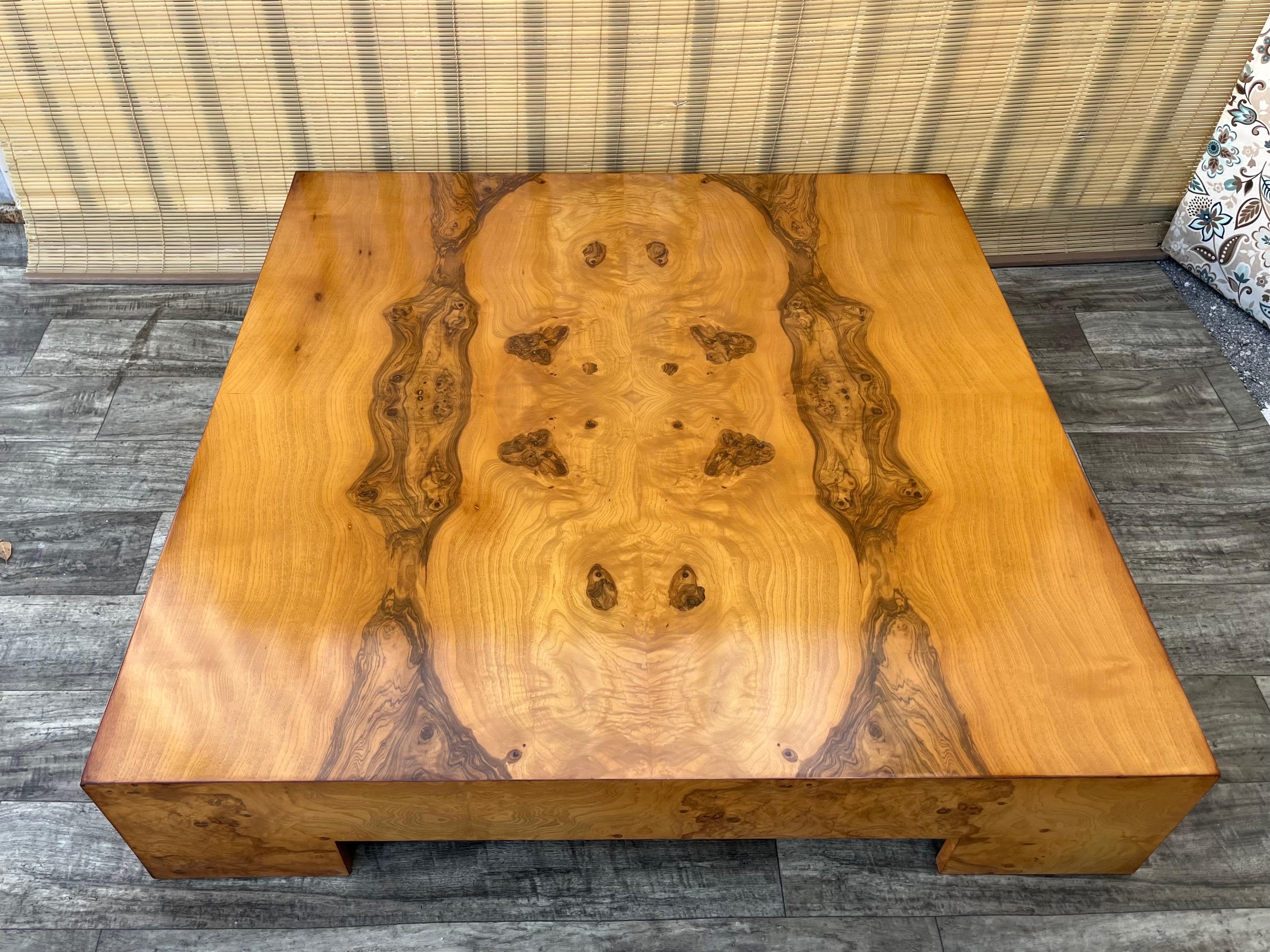 Mid Century Modern Burl Wood Coffee Table Attributed to Milo Baughman. C. 1970s For Sale 2