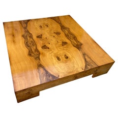 Mid Century Modern Burl Wood Coffee Table Attributed to Milo Baughman. C. 1970s