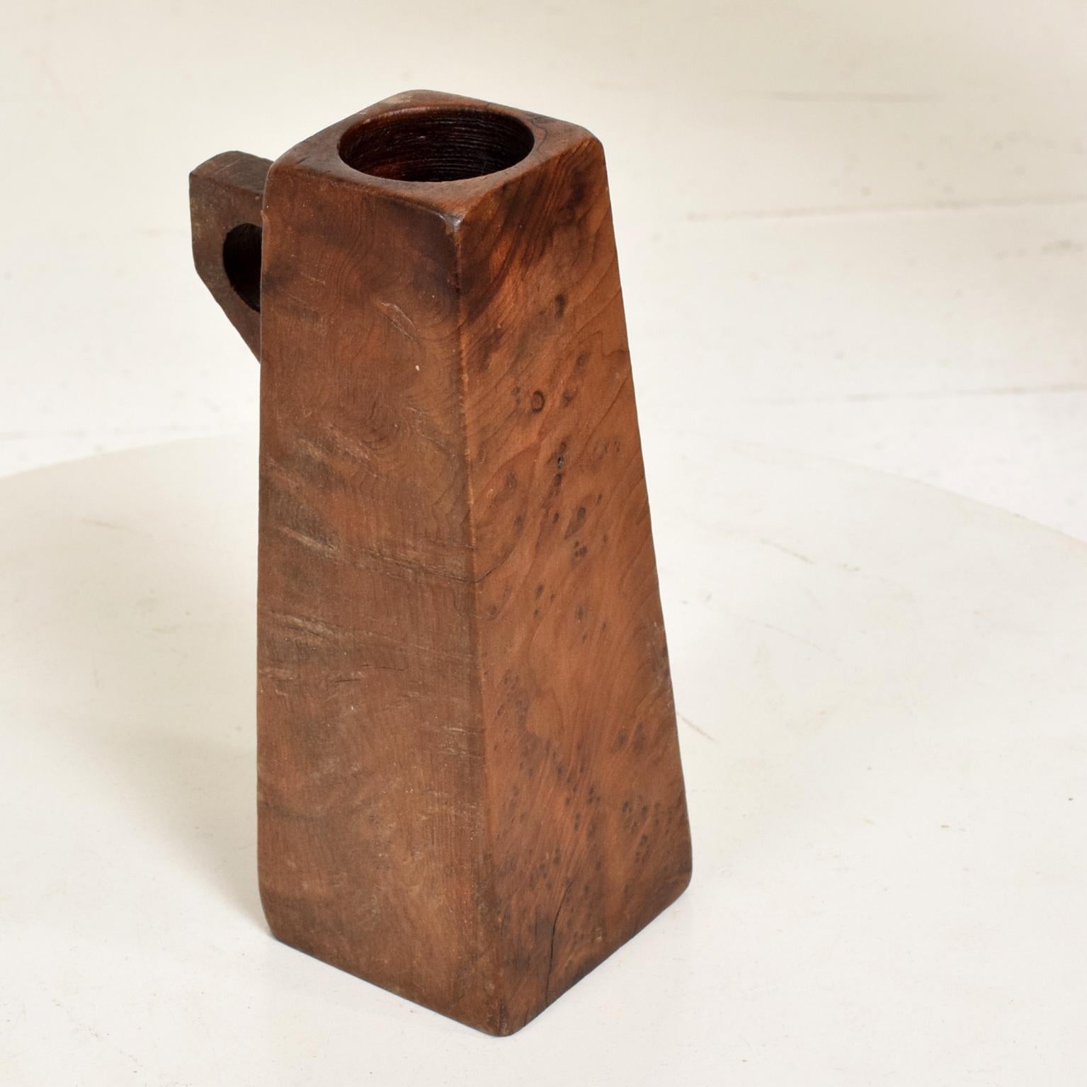 American Mid-Century Modern Burl Wood Craftsmanship Candleholder
