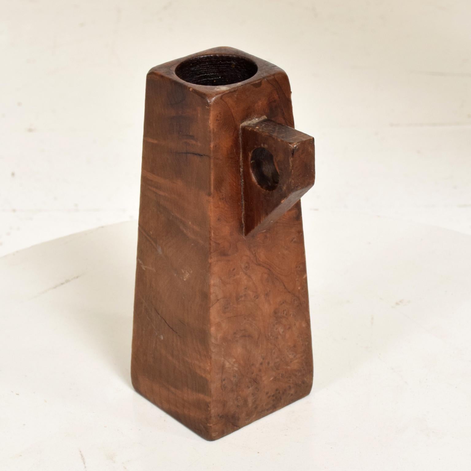 Mid-Century Modern Burl Wood Craftsmanship Candleholder 1