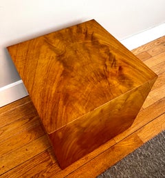 Mid-Century Modern Burl-Wood Cube End Table, USA, 1960's