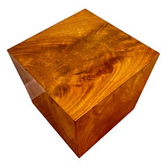 Mid-Century Modern Burl-Wood Cube End Table, USA, 1960's