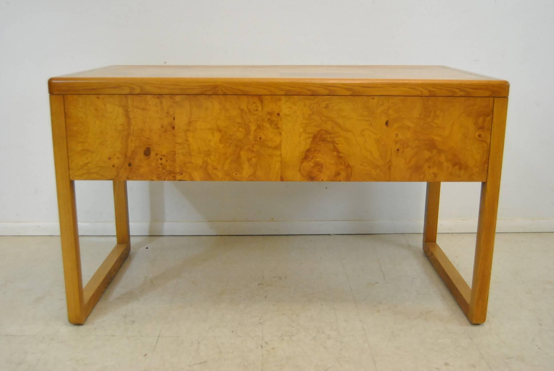 American Mid-Century Modern Burl Wood Desk by Sligh Furniture