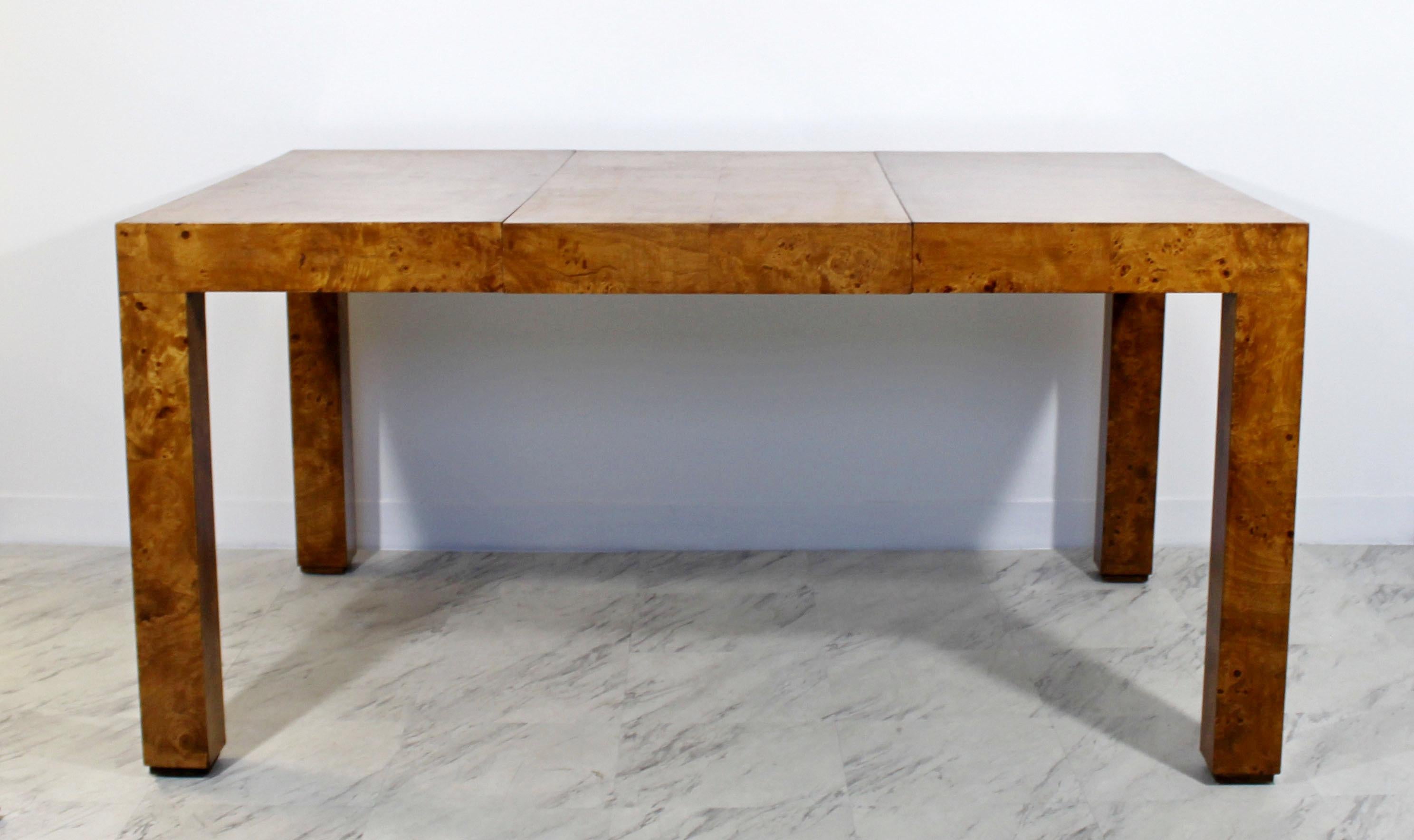 Mid-Century Modern Burl Wood Dining Table with 2 Leaves by Milo Baughman, 1970s 5