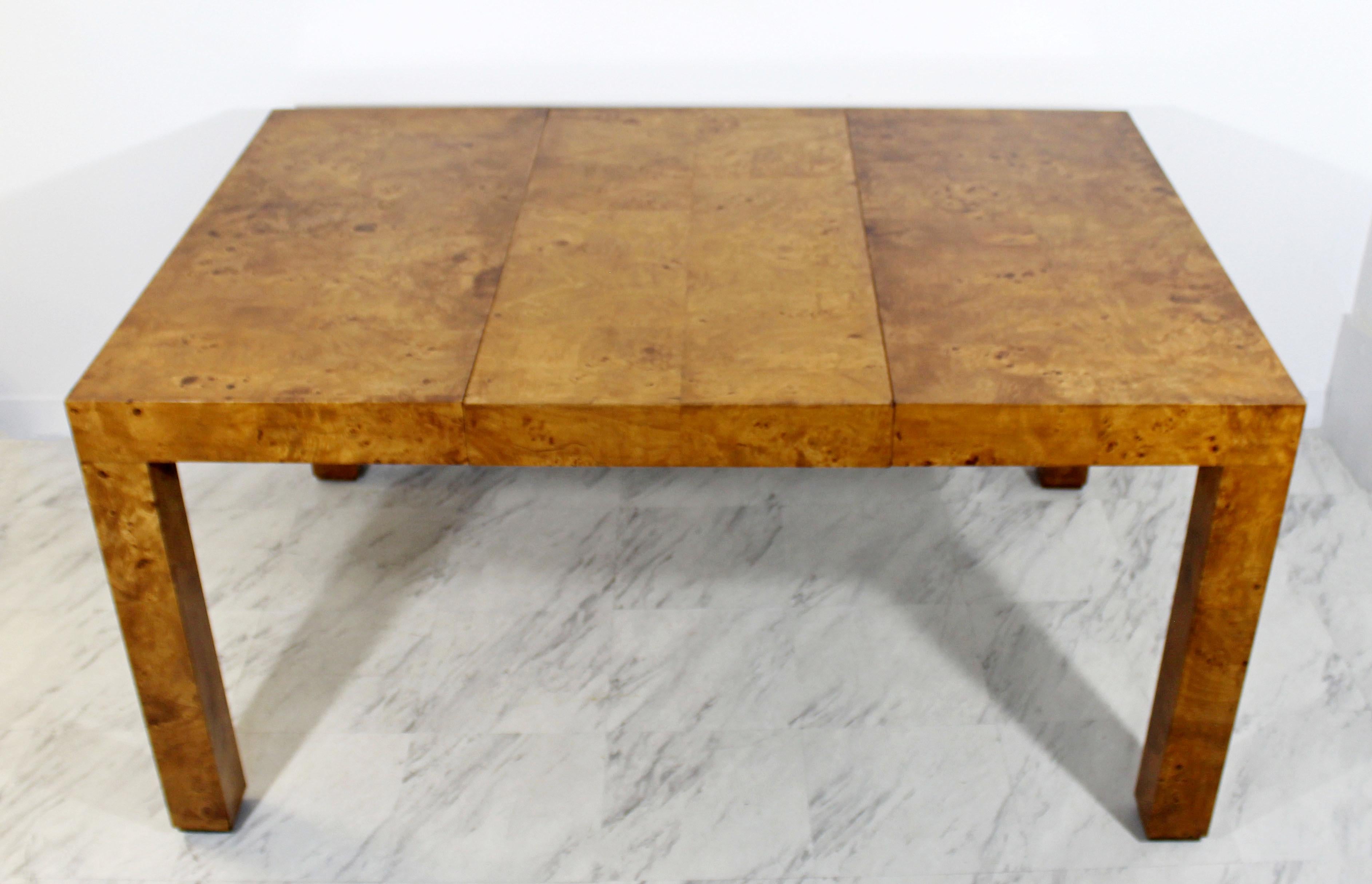 Mid-Century Modern Burl Wood Dining Table with 2 Leaves by Milo Baughman, 1970s 6