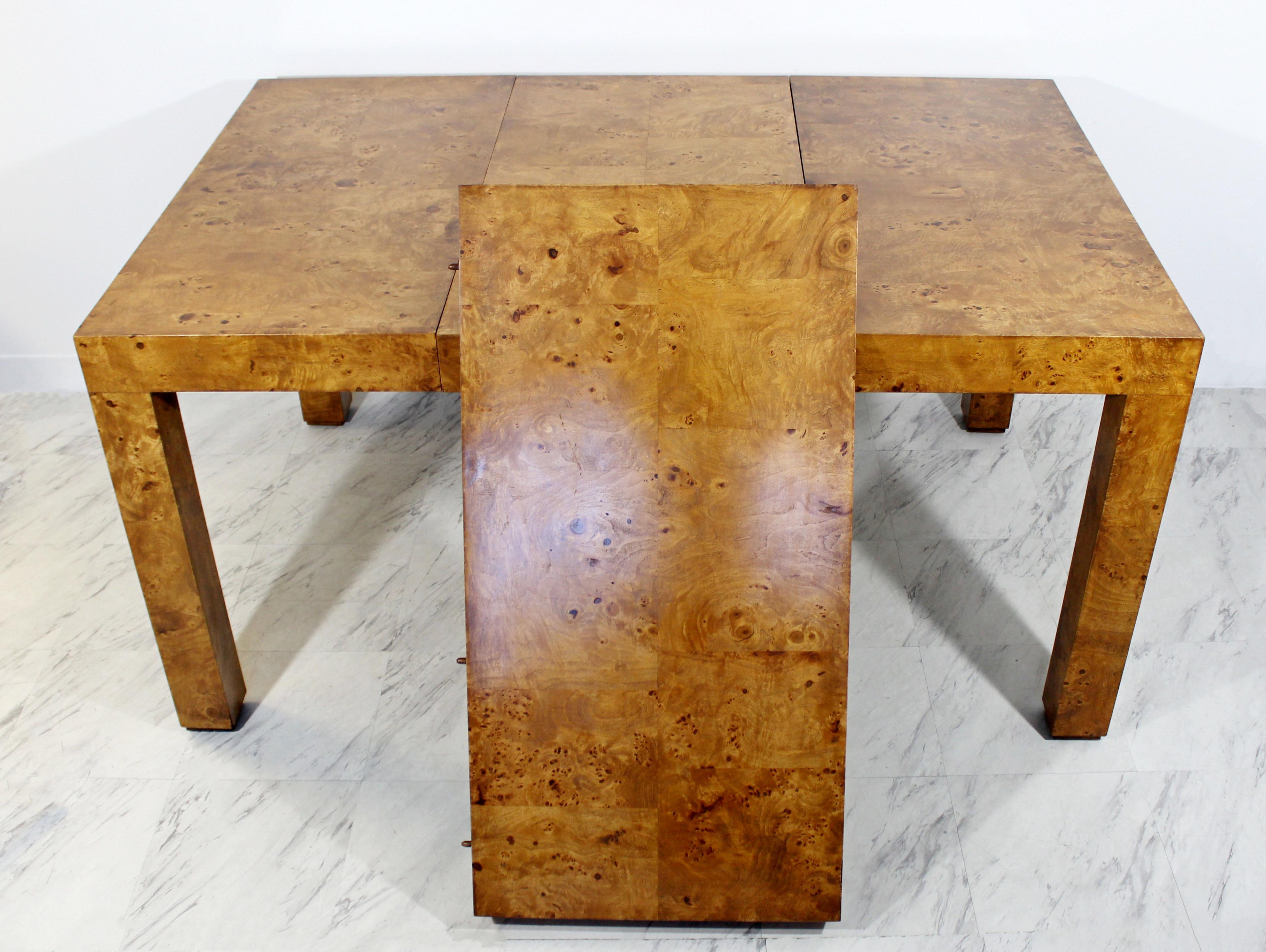 Mid-Century Modern Burl Wood Dining Table with 2 Leaves by Milo Baughman, 1970s 7