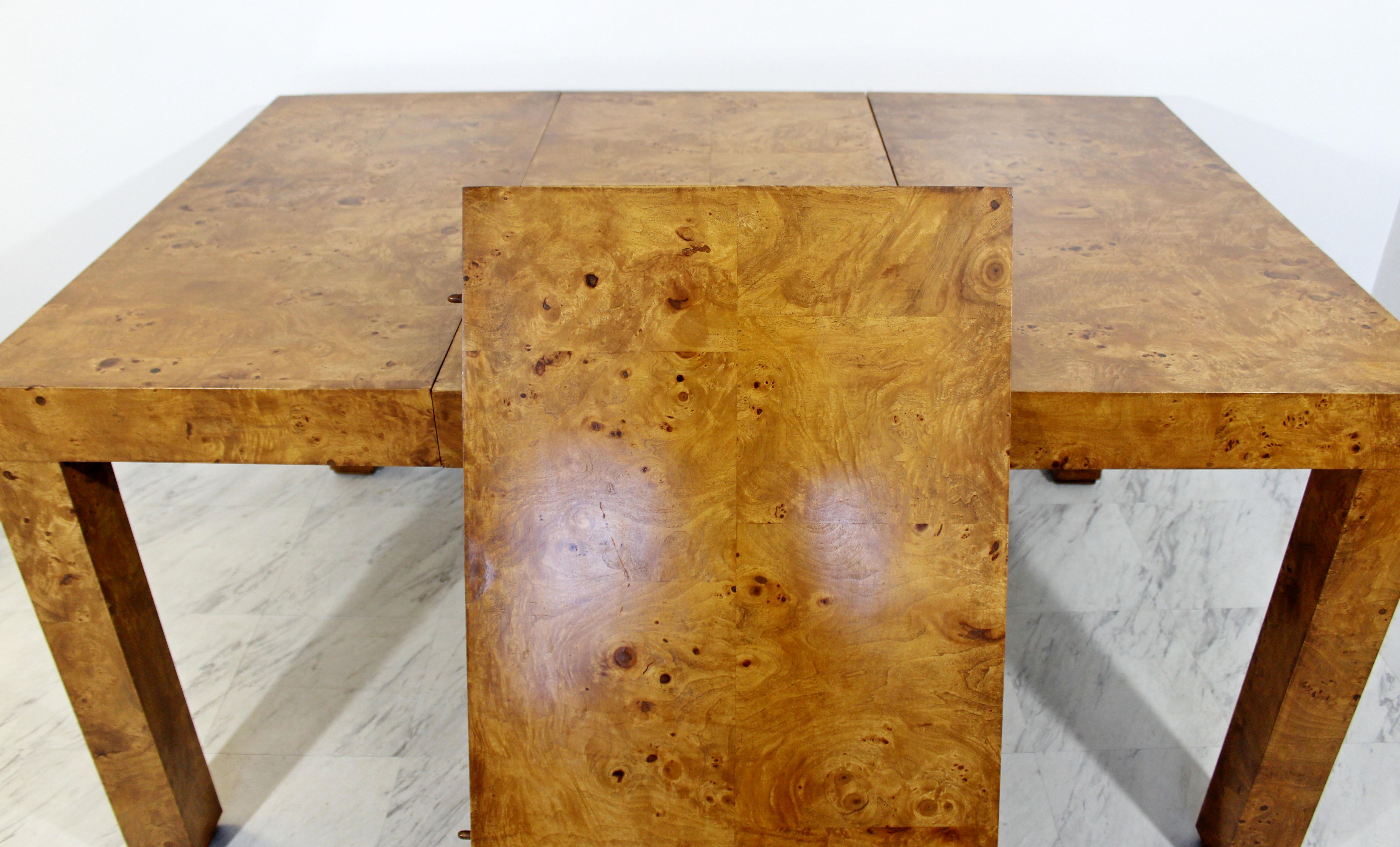 Mid-Century Modern Burl Wood Dining Table with 2 Leaves by Milo Baughman, 1970s 8